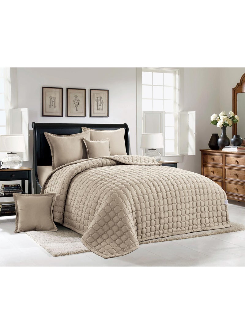 مفرش سرير نفر ونص مضغوط مايكروفايبر فاخر – طقم 4 قطع – مقاس 220×170 سم – ناعم وخفيف بتصميم فندقي